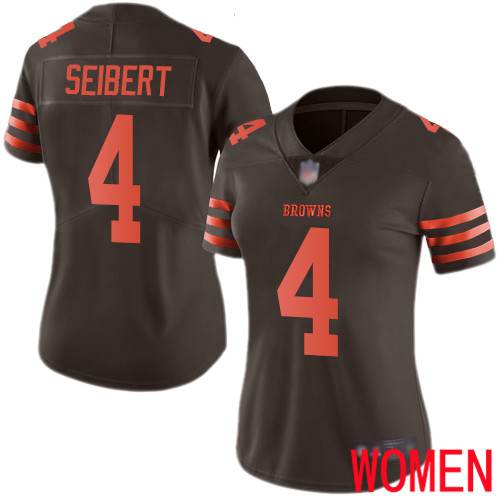 Cleveland Browns Austin Seibert Women Brown Limited Jersey #4 NFL Football Rush Vapor Untouchable->women nfl jersey->Women Jersey